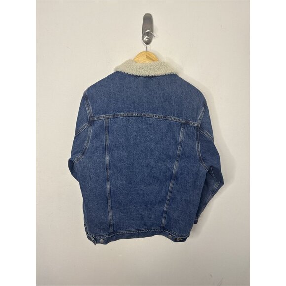 Gap Men XS Oversized Icon Sherpa Lined Denim Jean Jacket Classic Blue - Picture 4 of 10